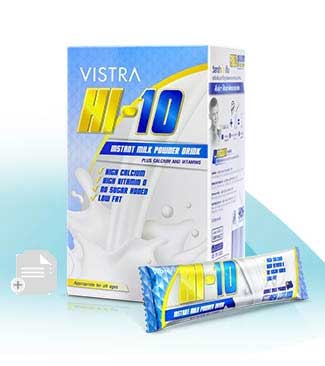 รูปภาพของ VISTRA HI-10 15ซอง เครื่องดื่มนมสำเร็จรูปชนิดผง ผสมแคลเซียมและวิตามิน 